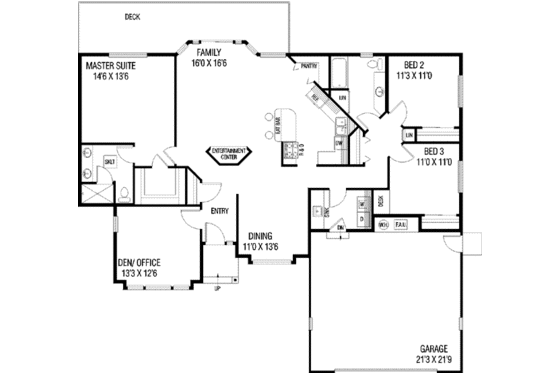 Floor Plan - Main Floor for Traditional House Plan #60-522 - 4 bed, 2 bath