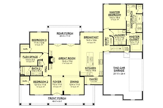 Floor Plan - Main Floor for Farmhouse House Plan #430-147 - 3 bed, 2 bath