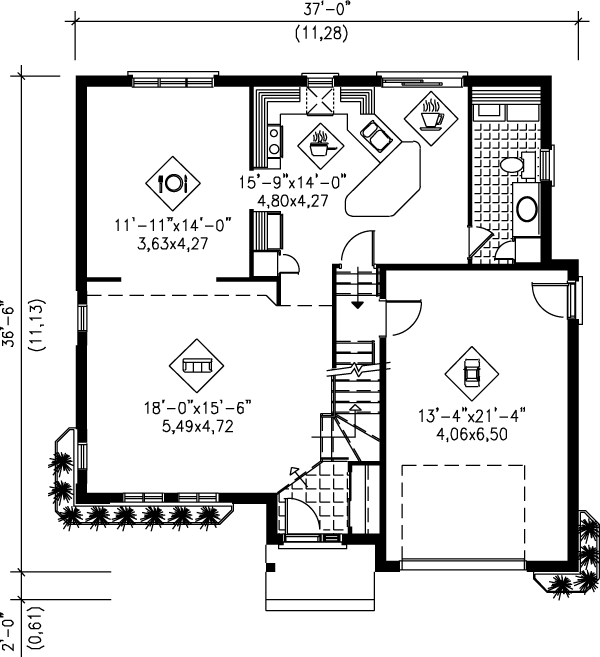 Architectural House Design - Traditional Floor Plan - Main Floor Plan #25-2228