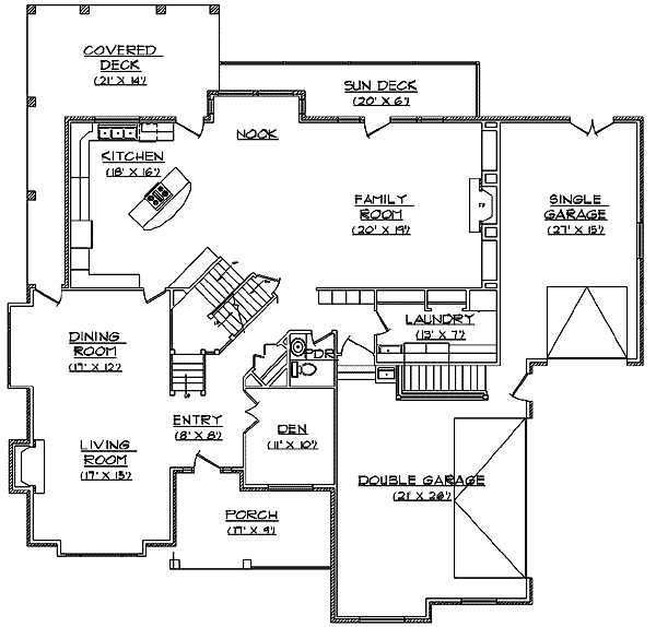 House Design - Traditional Floor Plan - Main Floor Plan #5-211