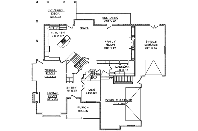 Home Plan - Floor Plan - Main Floor for Traditional House Plan #5-211 - 6 bed, 5.5 bath