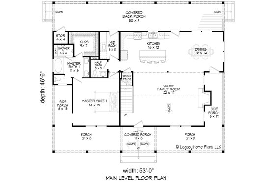 Floor Plan - Main Floor for Southern House Plan #932-909 - 3 bed, 2.5 bath