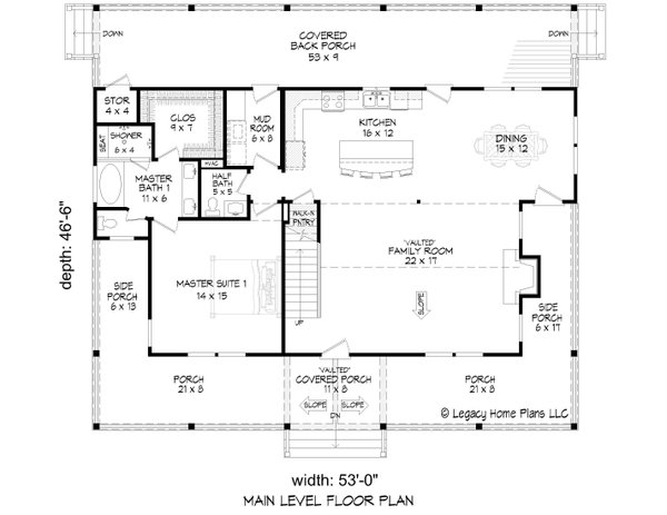 Southern Floor Plan - Main Floor Plan #932-909