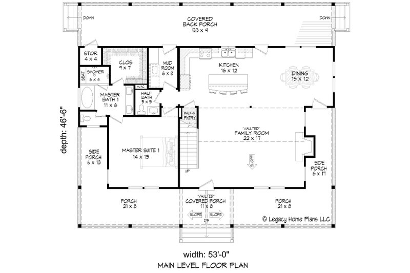 Home Plan - Floor Plan - Main Floor for Southern House Plan #932-909 - 3 bed, 2.5 bath