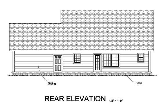 Exterior - Rear Elevation for Farmhouse House Plan #513-2075 - 3 bed, 2.5 bath