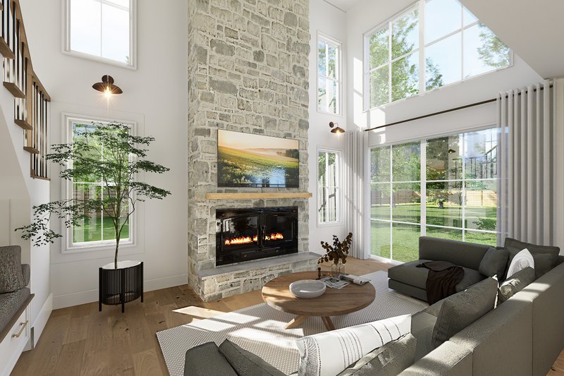 Architectural House Design - Interior - Family Room for Farmhouse House Plan #23-2833 - 3 bed, 2.5 bath