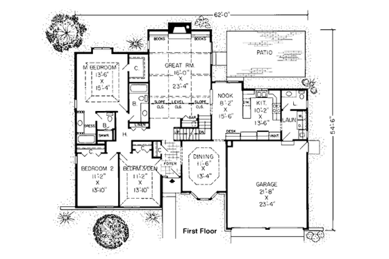 Floor Plan - Main Floor for Traditional House Plan #312-777 - 4 bed, 3.5 bath