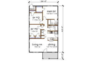 Floor Plan - Main Floor for Cottage House Plan #79-115 - 3 bed, 2 bath