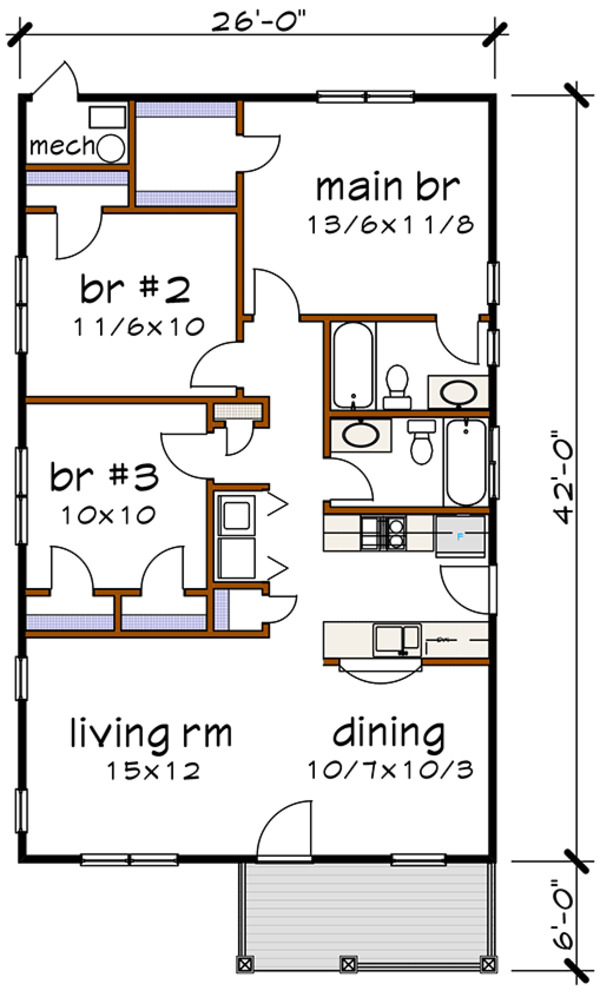 Architectural House Design - Cottage Floor Plan - Main Floor Plan #79-115