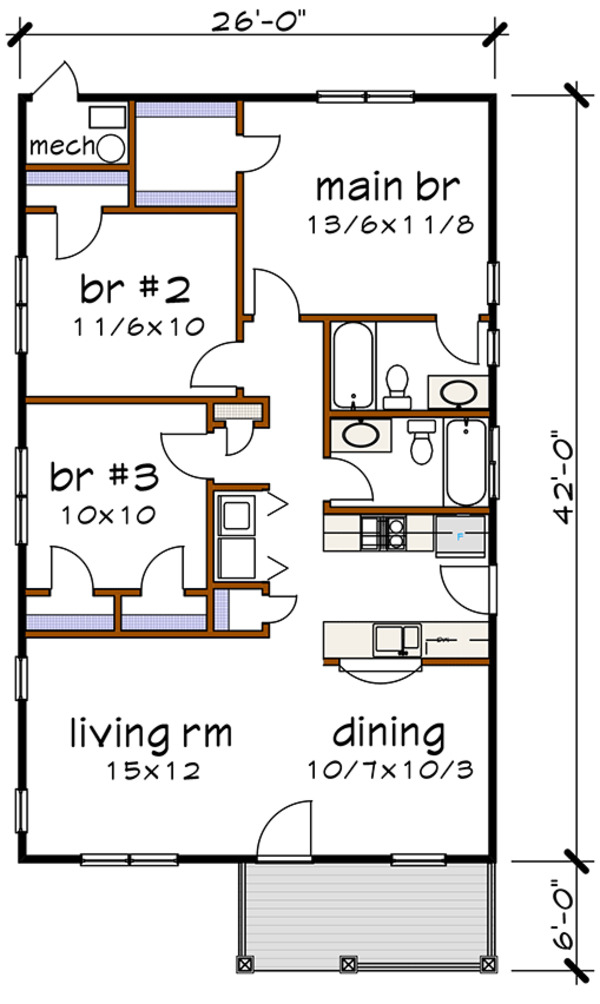 House Design - Cottage Floor Plan - Main Floor Plan #79-115