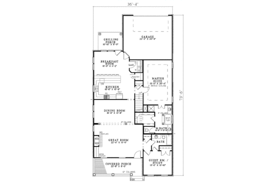 Floor Plan - Main Floor for Colonial House Plan #17-2364 - 4 bed, 3 bath