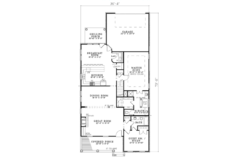 Dream House Plan - Floor Plan - Main Floor for Colonial House Plan #17-2364 - 4 bed, 3 bath