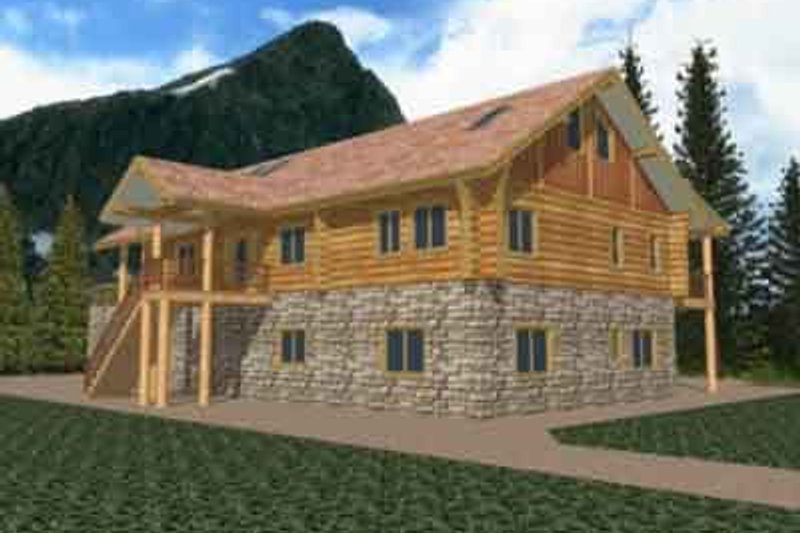 Architectural House Design - Log Exterior - Front Elevation Plan #117-115