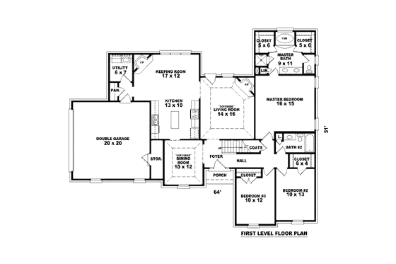 Floor Plan - Main Floor for European House Plan #81-13753 - 3 bed, 3 bath