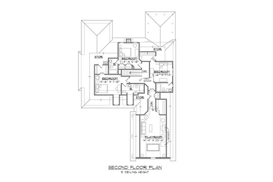 Floor Plan - Upper Floor for Traditional House Plan #1054-40 - 4 bed, 4.5 bath