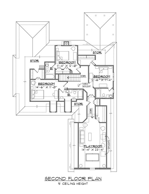 Traditional Floor Plan - Upper Floor Plan #1054-40