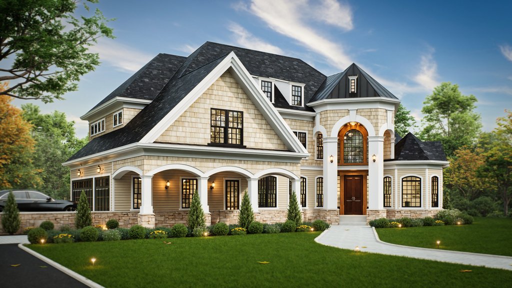 Exterior - Front Elevation 2 for European House Plan #119-152 - 4 bed, 2.5 bath