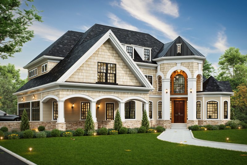 Exterior - Front Elevation 2 for European House Plan #119-152 - 4 bed, 2.5 bath