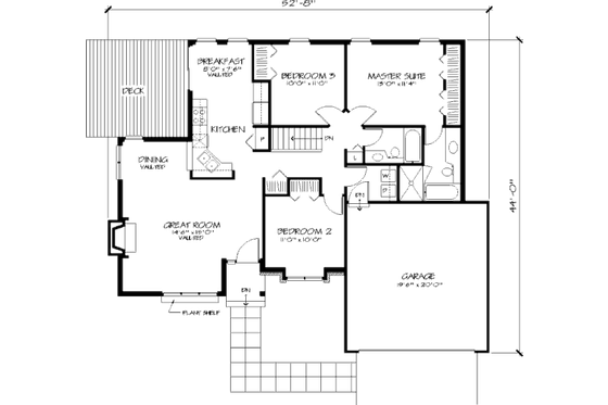 Floor Plan - Main Floor for Ranch House Plan #320-367 - 3 bed, 2 bath