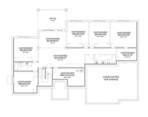 Prairie Floor Plan - Lower Floor Plan #112-216