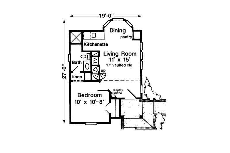 Architectural House Design - Floor Plan - Main Floor for Traditional House Plan #410-155 - 1 bed, 1 bath