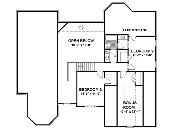 Architectural House Design - European Floor Plan - Upper Floor Plan #56-178