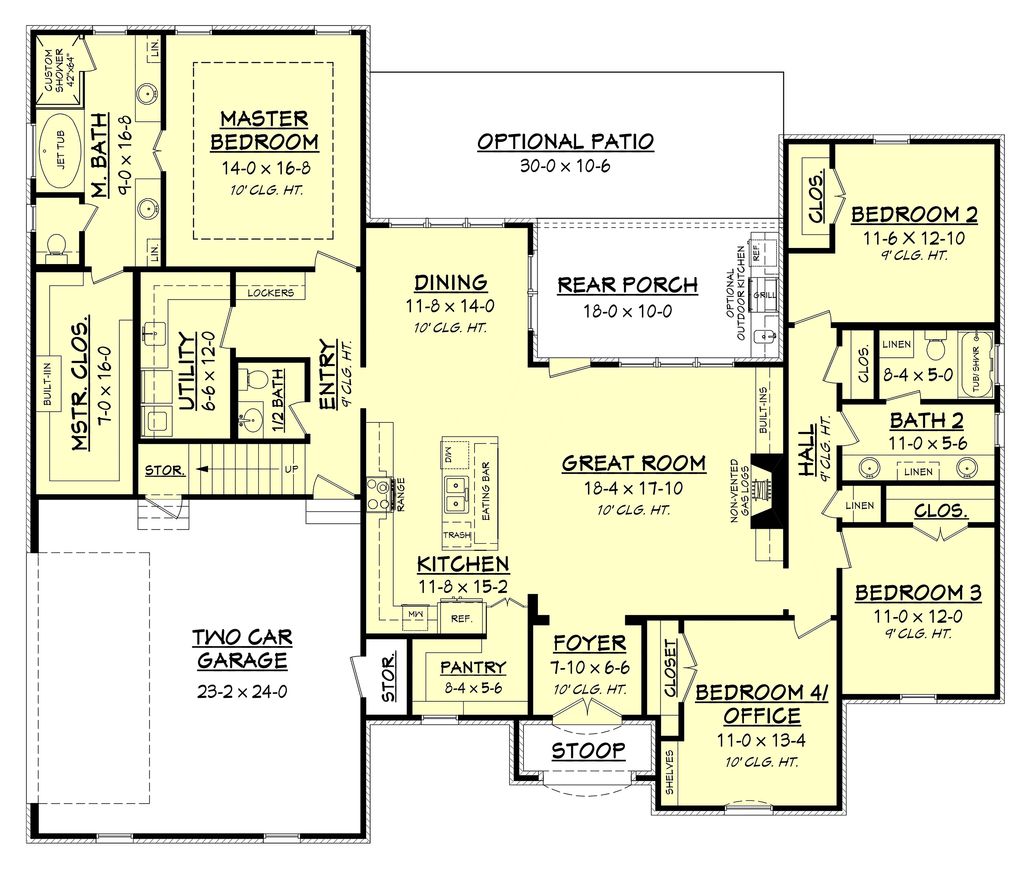 European Style House  Plan  4  Beds 2 5  Baths  2399 Sq Ft 