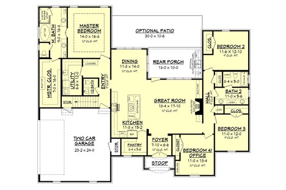Floor Plan - Main Floor for European House Plan #430-142 - 4 bed, 2.5 bath