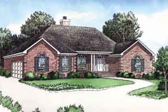 Exterior - Front Elevation for Southern House Plan #16-260 - 2 bed, 2 bath