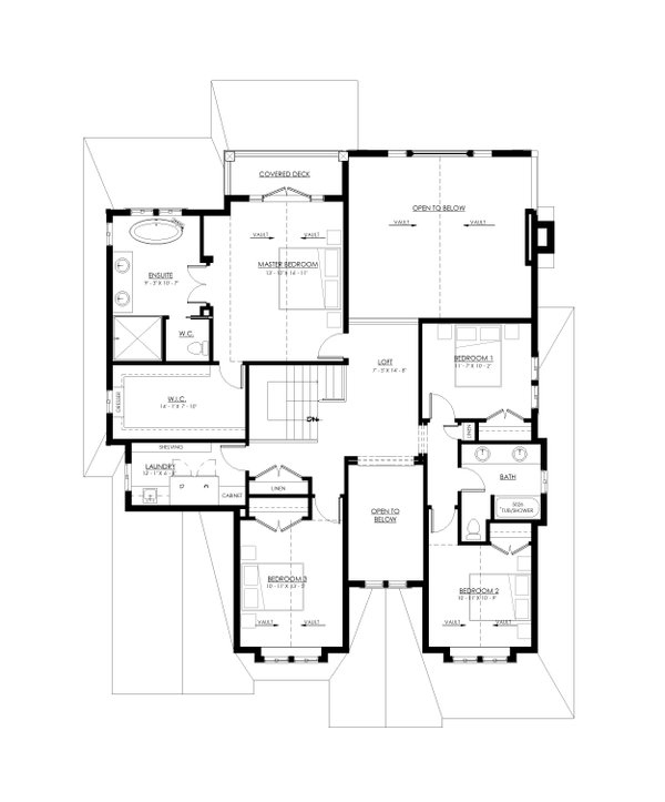Craftsman Floor Plan - Upper Floor Plan #1114-83