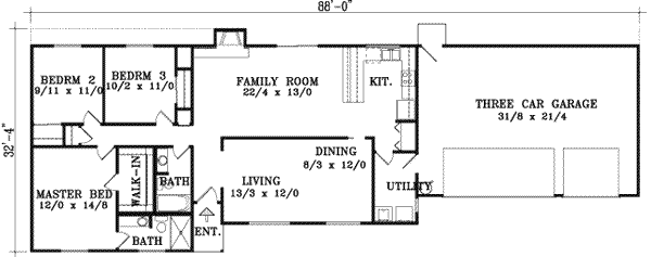 Ranch Floor Plan - Main Floor Plan #1-1285