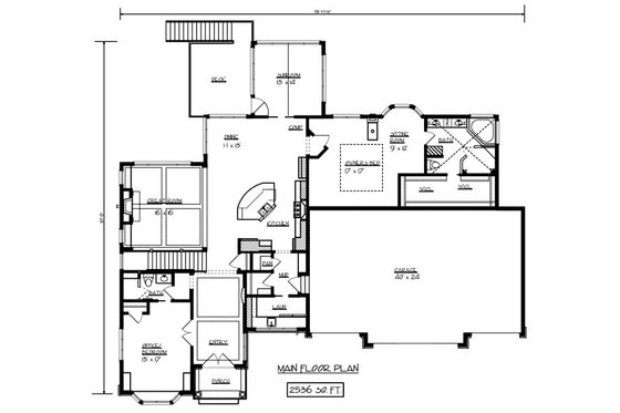 Floor Plan - Main Floor for European House Plan #320-501 - 3 bed, 3 bath