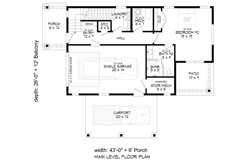 Home Plan - Floor Plan - Main Floor for Contemporary House Plan #932-1224 - 3 bed, 3.5 bath