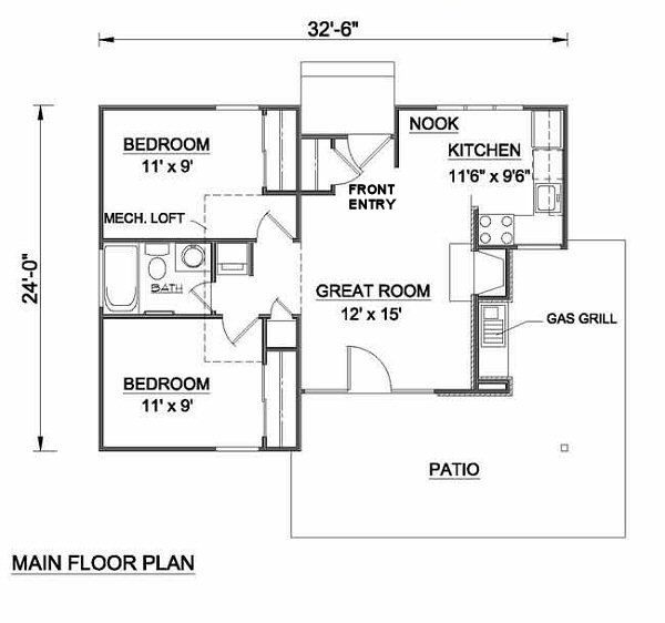 Cottage Floor Plan - Main Floor Plan #116-115
