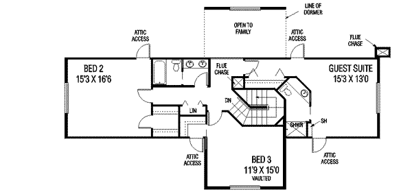 Farmhouse Floor Plan - Upper Floor Plan #60-582