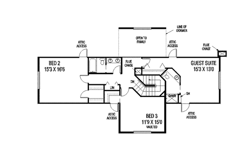 Dream House Plan - Floor Plan - Upper Floor for Farmhouse House Plan #60-582 - 5 bed, 4 bath
