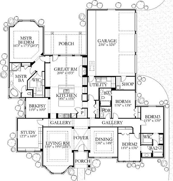 Dream House Plan - Traditional Floor Plan - Main Floor Plan #80-195