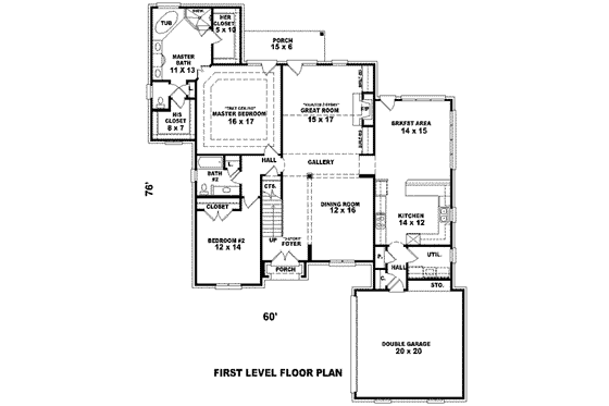 Floor Plan - Main Floor for European House Plan #81-1132 - 4 bed, 3 bath