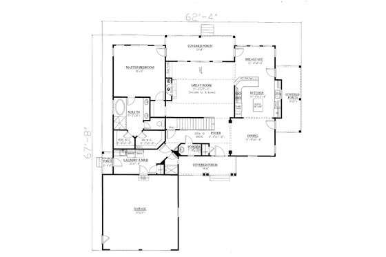 Floor Plan - Main Floor for Craftsman House Plan #437-119 - 4 bed, 2.5 bath