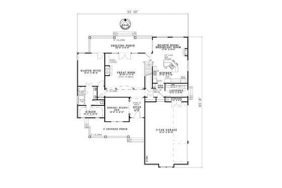 Floor Plan - Main Floor for Country House Plan #17-2137 - 4 bed, 2 bath
