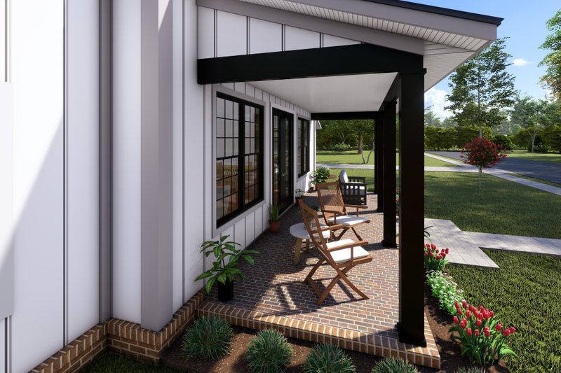 Architectural House Design - Exterior - Covered Porch for Barndominium House Plan #513-2225 - 3 bed, 2 bath