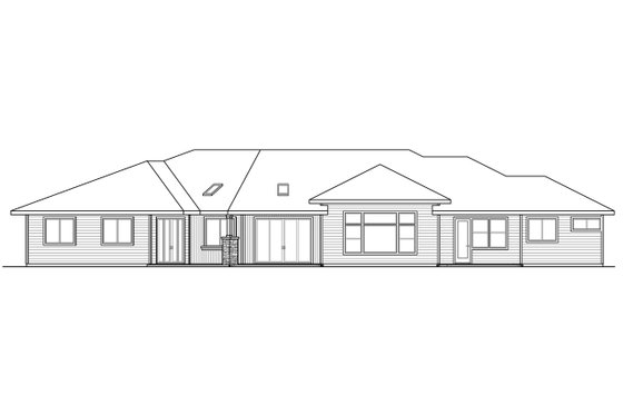 Exterior - Rear Elevation for Prairie House Plan #124-1012 - 3 bed, 3.5 bath