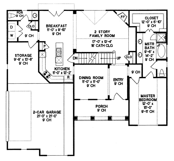 House Design - Country Floor Plan - Main Floor Plan #20-262