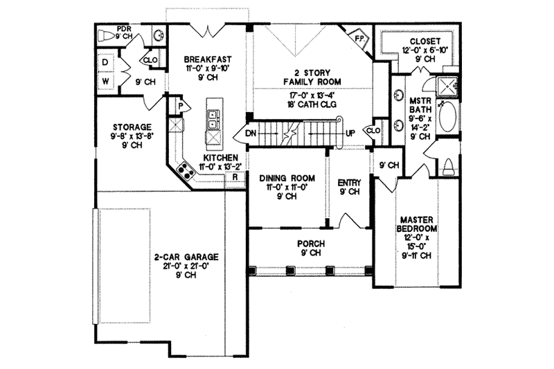 Dream House Plan - Floor Plan - Main Floor for Country House Plan #20-262 - 3 bed, 2.5 bath