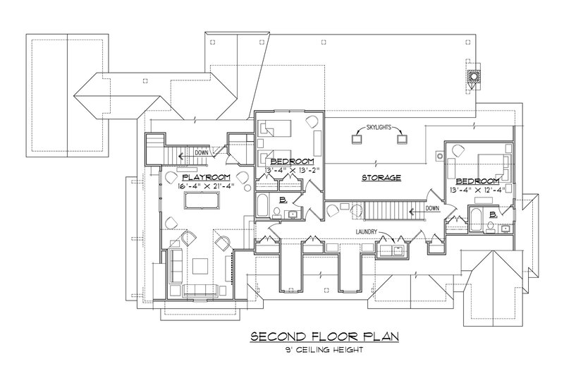 Architectural House Design - Floor Plan - Upper Floor for Country House Plan #1054-97 - 4 bed, 4.5 bath