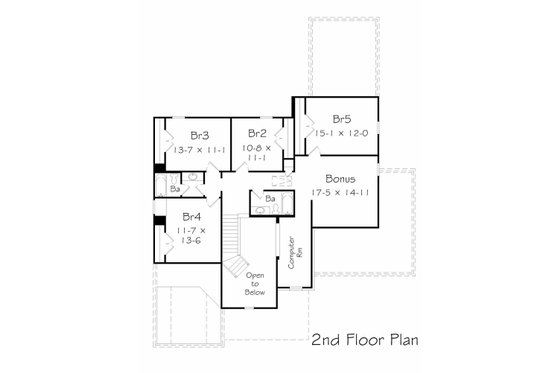 Floor Plan - Upper Floor House Plan #329-372 - 5 bed, 3.5 bath