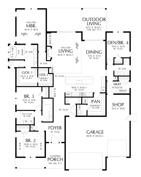 Farmhouse Floor Plan - Main Floor Plan #48-1089
