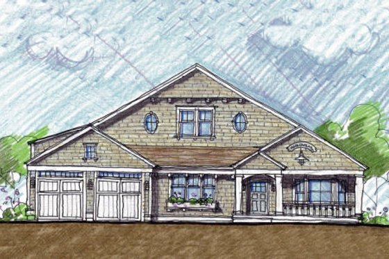 Exterior - Front Elevation for Colonial House Plan #440-3 - 3 bed, 3 bath