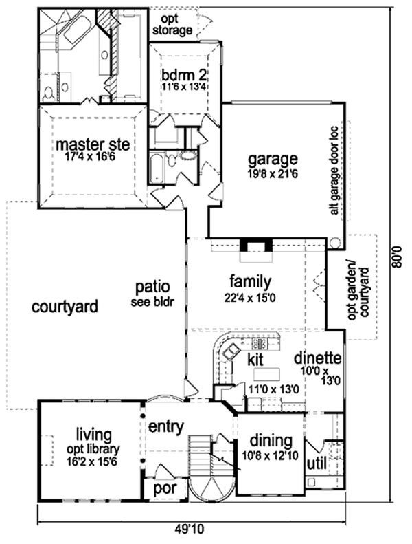 Home Plan - Mediterranean Floor Plan - Main Floor Plan #84-396