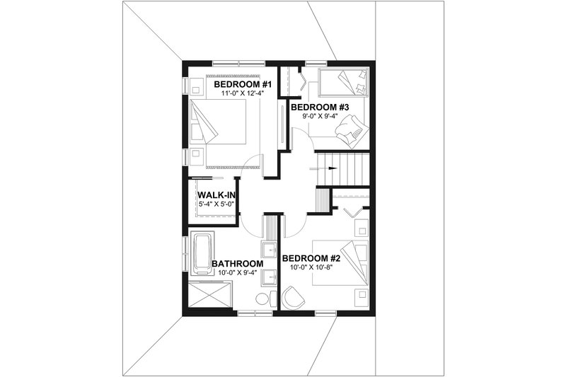 Home Plan - Floor Plan - Upper Floor for Farmhouse House Plan #23-2036 - 2 bed, 1.5 bath